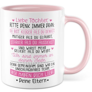 Tochter Auszug Tasse Einweihungsgeschenk Kaffeetasse Eltern ausziehen Kaffee-Becher Vater Mutter Geschenk eigene Wohnung Geschenkidee Kind Bild 1