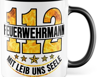 Fireman cup 112 gift idea coffee cup with saying gift for volunteer fire brigade coffee mug fire truck mug