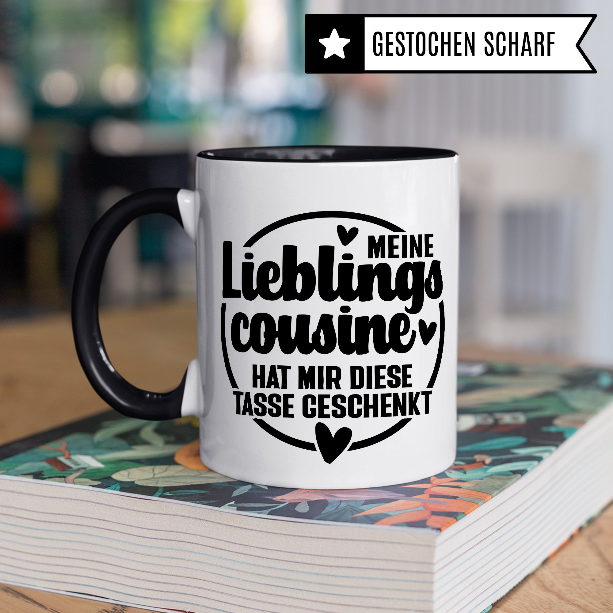 MoonWorks Lieblingscousin Kaffeetasse – Persönliche Geschenk-Tasse In Weiß, 325 Ml Fassungsvermögen