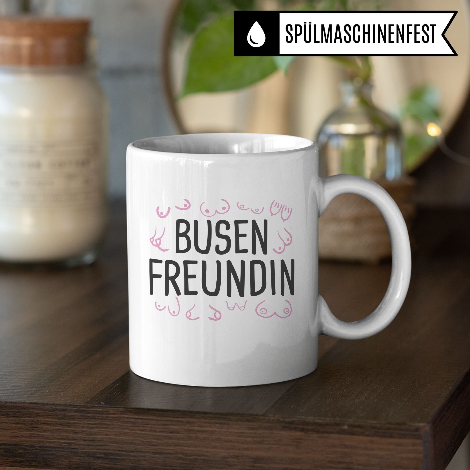 Busenfreundin Tasse – Body Positivity Becher, Beidseitig Bedruckt, Spülmaschinenfest, 330 Ml, Weiß