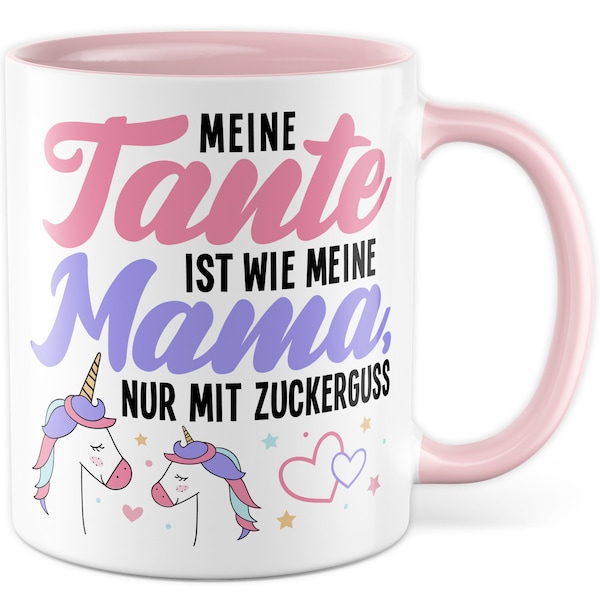 Tante Tasse lustig Geschenkidee Nichte Kaffeetasse Geschenk Neffe Lieblingstante Einhorn Kaffee-Becher für Patentante Patin Mama Zuckerguss