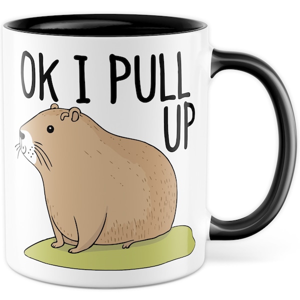 Capybara Tasse Meme Geschenkidee Ok I Pull up Humor Kaffeetasse mit lustigen Spruch Geschenk für Besten Freund Kaffeebecher Memes Culture