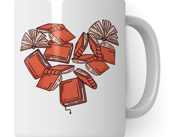 Tazza Cuore Libro Motivo Caffè Tazza Topo di biblioteca Tazza di caffè Topo di biblioteca Tazza da tè Libro regalo Amore Idea regalo Libro Amore