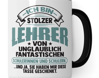 Lehrer Tasse mit Spruch personalisiert Geschenkidee für Lehrerinnen personalisierbar mit Name Abschied Abschiedsgeschenk Kaffee-Becher