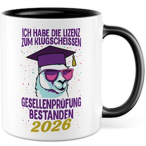 Mug « Examen de compagnon 2026 » avec inscription - Cadeau : J’ai le droit d’être un compagnon expert ! Cadeau de fin d’études pour un compagnon artisan