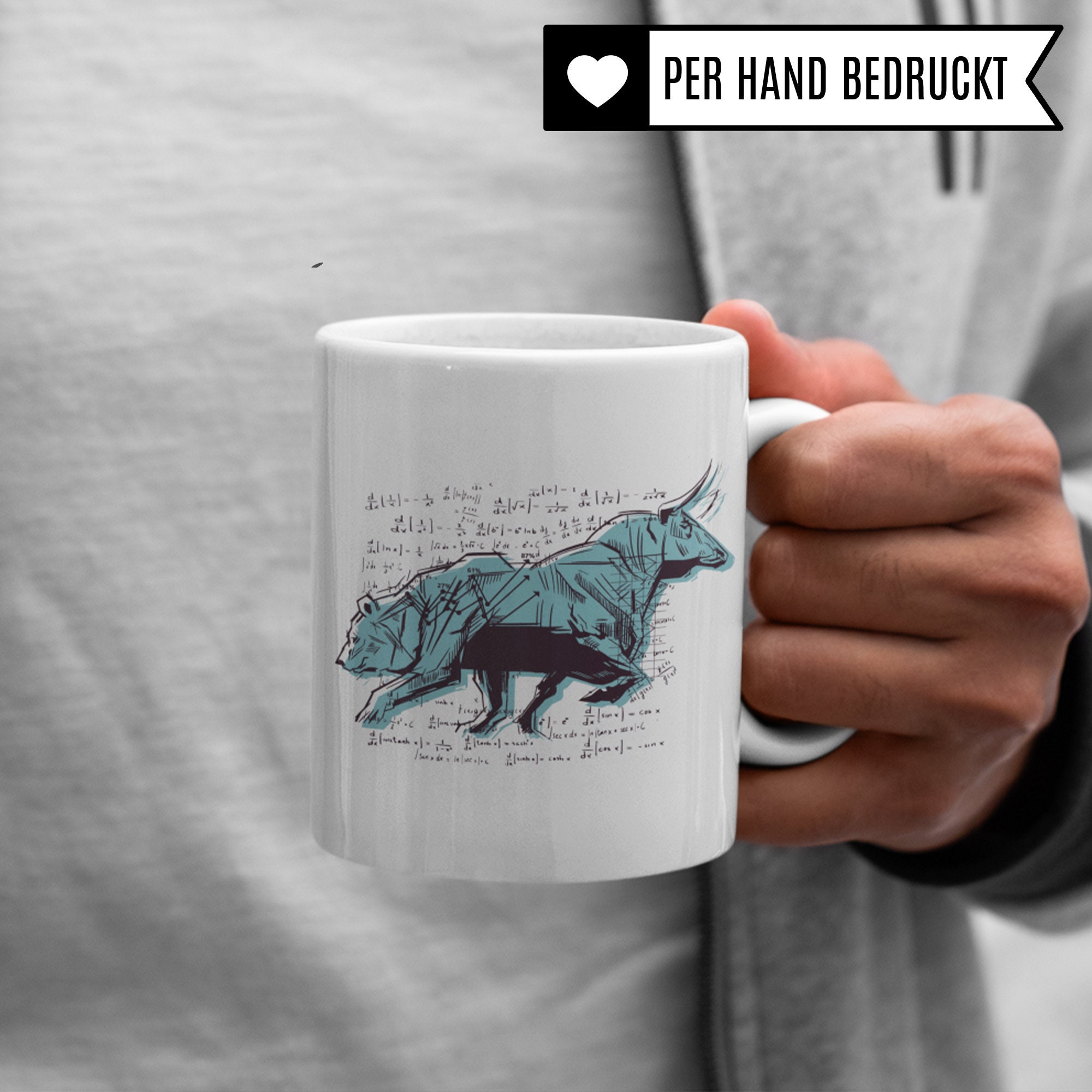 Börsen-Tasse „Bulle & Bär“ – 330 Ml, Spülmaschinengeeignet, Für Trader & Investoren