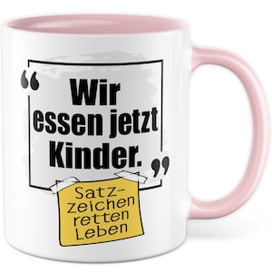 Tazza divertente con scritta sulla grammatica della tazza da caffè, battuta divertente sulla tazza da caffè, la punteggiatura salva la vita, ora mangiamo la punteggiatura dei bambini