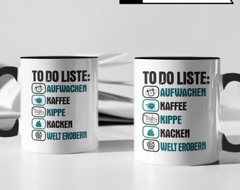 Lustige Tasse Mit Spruch 'Morgenroutine: Kaffee Kippen Kacken' – Personalisierbar Mit Namen, 300 Ml, Spülmaschinenfest