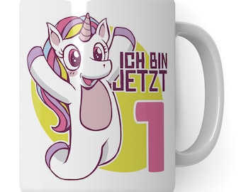 1. Geburtstag Mädchen Tasse, Geschenk 1 Geburtstag Tochter, Becher 1 Jahr alt Werden Spruch Geschenkidee, Geburtstagsgeschenk Einhorn Becher