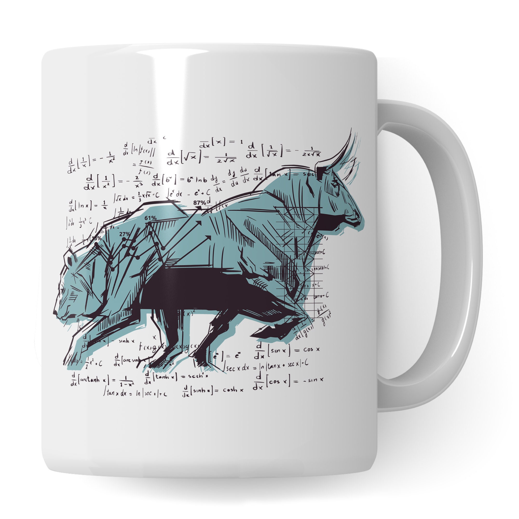 Wall Street Motiv Tasse – Bullen- & Bärenmarkt Design, 330 Ml, Spülmaschinenfest, Geschenk Für Börsenfans & Trader