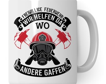 Freiwillige Feuerwehr Tasse, Feuerwehrmann Geschenk Kaffeetasse, Becher mit Feuerwehr Motiv, Geschenkidee für Feuerwehrler Kaffeebecher