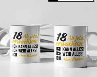 „Endlich 18“ Tasse, 330 Ml – Witziges Geburtstagsgeschenk Für Jungs & Mädchen Zum Erwachsenwerden
