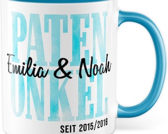 Patenonkel Tasse personalisiert Kaffeetasse Paten-Onkel komplett personalisierbar Becher Taufpate Geschenk Name Nichte Neffe Geburtsjahr