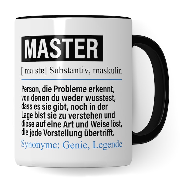 Master Tasse lustig, Master Geschenk Beruf, Masterabschluss Geschenkidee, Kaffeetasse Studium Masterarbeit Kaffeebecher Teetasse Becher