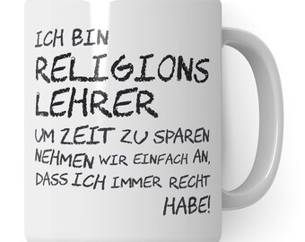 Religionslehrer Tasse, Geschenk für Religions Lehrer, Kaffeetasse Geschenkidee, Kaffeebecher Lehramt Schule Abschied Abschluss