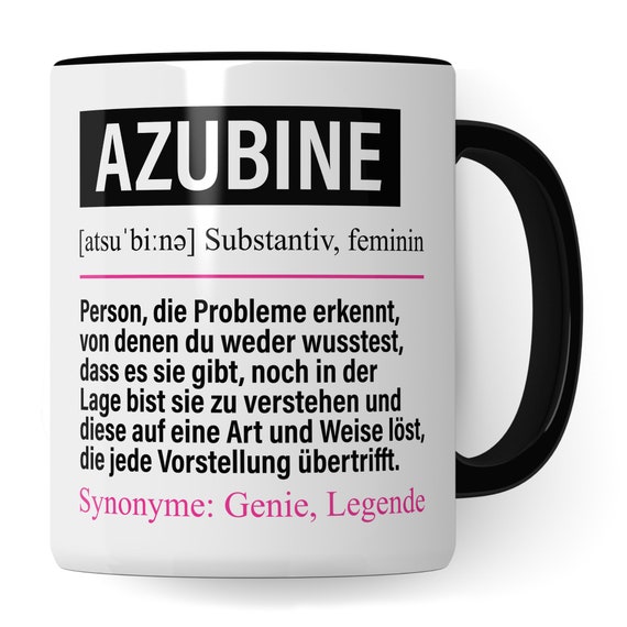Tasse Azubine Drôle Azubine Cadeau Métier Avec Inscription En Allemand « Azubinen » - Idée Cadeau - Stylo D'apprentissage - Azubi - Tasse à Café