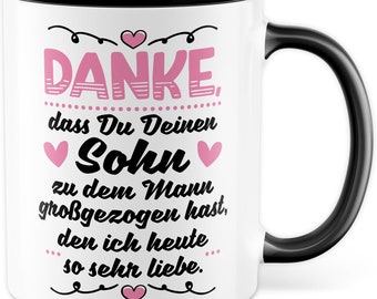 Parents-in-law mug with saying - gift thank you for raising your son to be the man - mother-in-law, father-in-law mug
