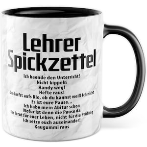 Leraar mok, leraar spiekbriefje, cadeau idee grappige leraar leraar beroep zeggen grappige basisschool, cadeau collega's school