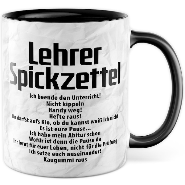 Lehrer Tasse, Lehrer Spickzettel, Geschenkidee lustig Lehrerin Lehrerin Beruf Spruch lustig Grundschule, Geschenk Kollegen Schule