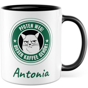 Taza personalizada con motivo de gato - taza de café personalizable con nombre que dice oficina, amante de los gatos taza de café del dueño del gato
