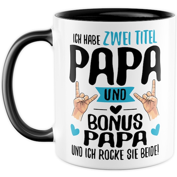 Bonuspapa Tasse – Geschenk Für Stiefvater, Beidseitig Bedruckt, 330 Ml, Spülmaschinenfest (Weiß & Schwarz)
