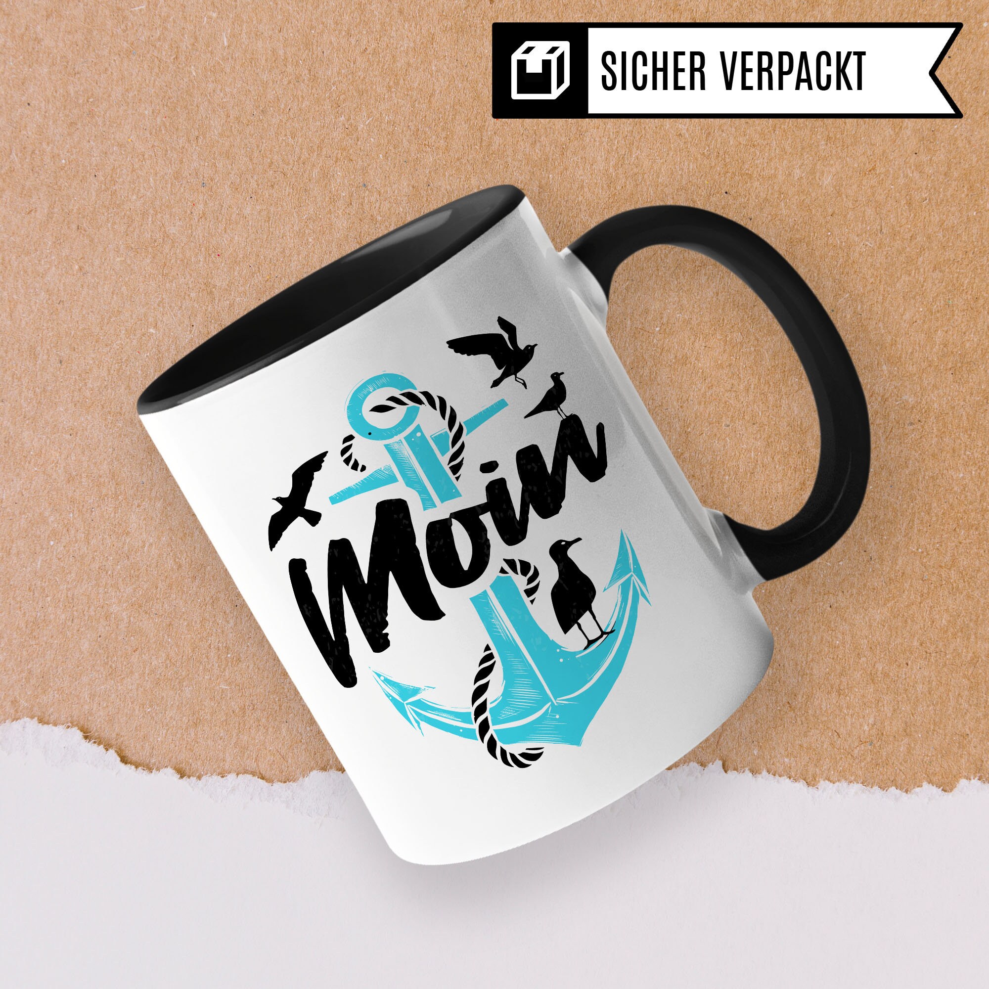 Pagma Druck Tasse 'Moin Ihr Spacken' – 330 Ml, Keramik, Beidseitig Bedruckt, Spülmaschinenfest