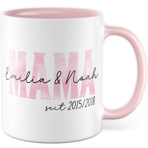 Mama Tasse personalisiert Muttertag Kaffeetasse Mutter komplett personalisierbar Sohn Tochter Becher Geschenk Name Kinder Kind Geburtsjahr