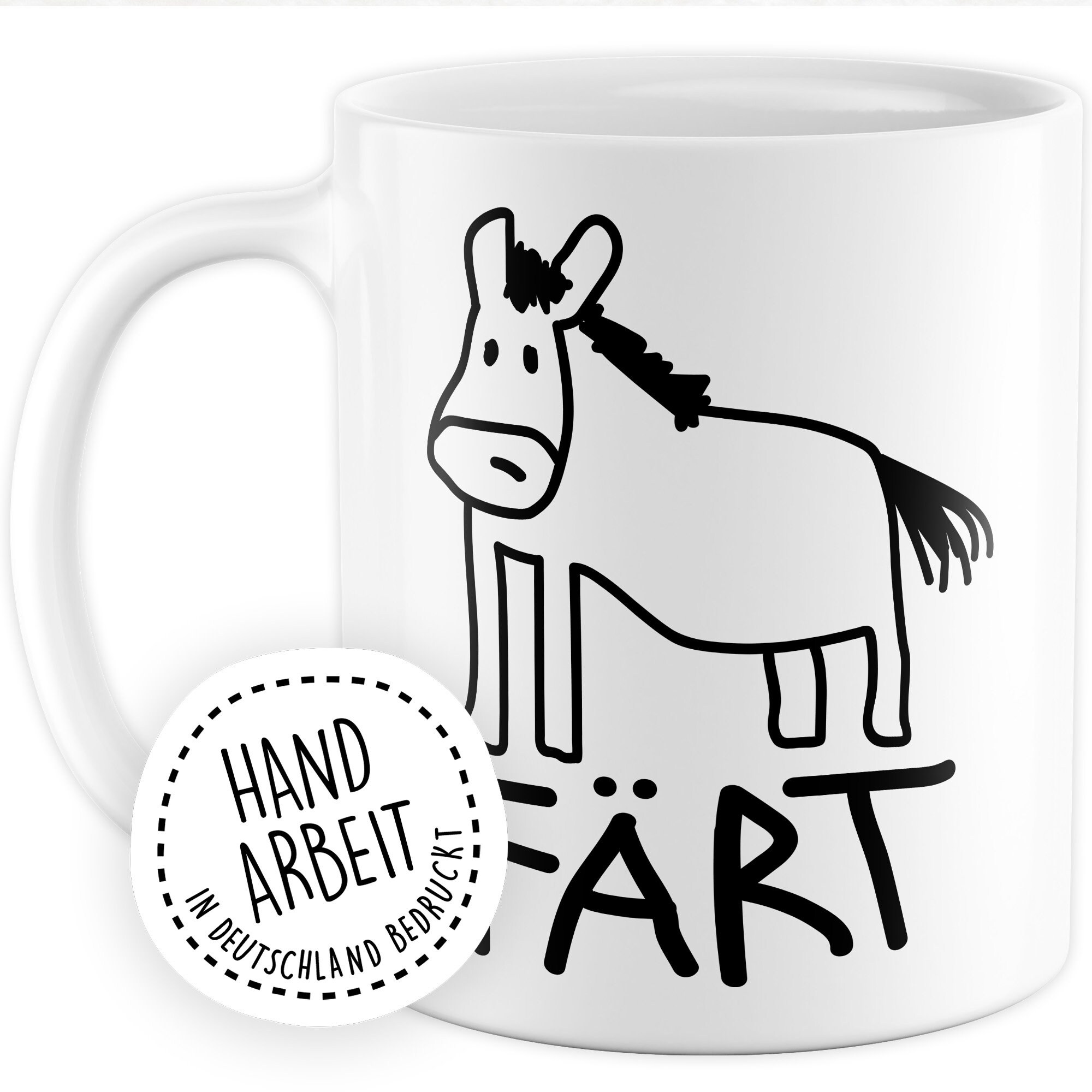 Tasse Mit Spruch „Don't Tell Me Something From The Horse“ - Blaue Innenseite & Henkel, Witziges Denglisch Geschenk
