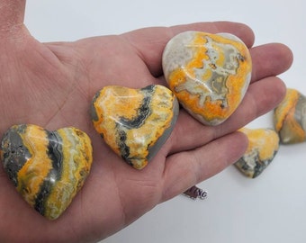 Bumble Bee Jasper Gemstone Heart- High Quality - Metaphysical - Chakra- Sulfur- hematite-volcanic ash- yellow stone- Mineral