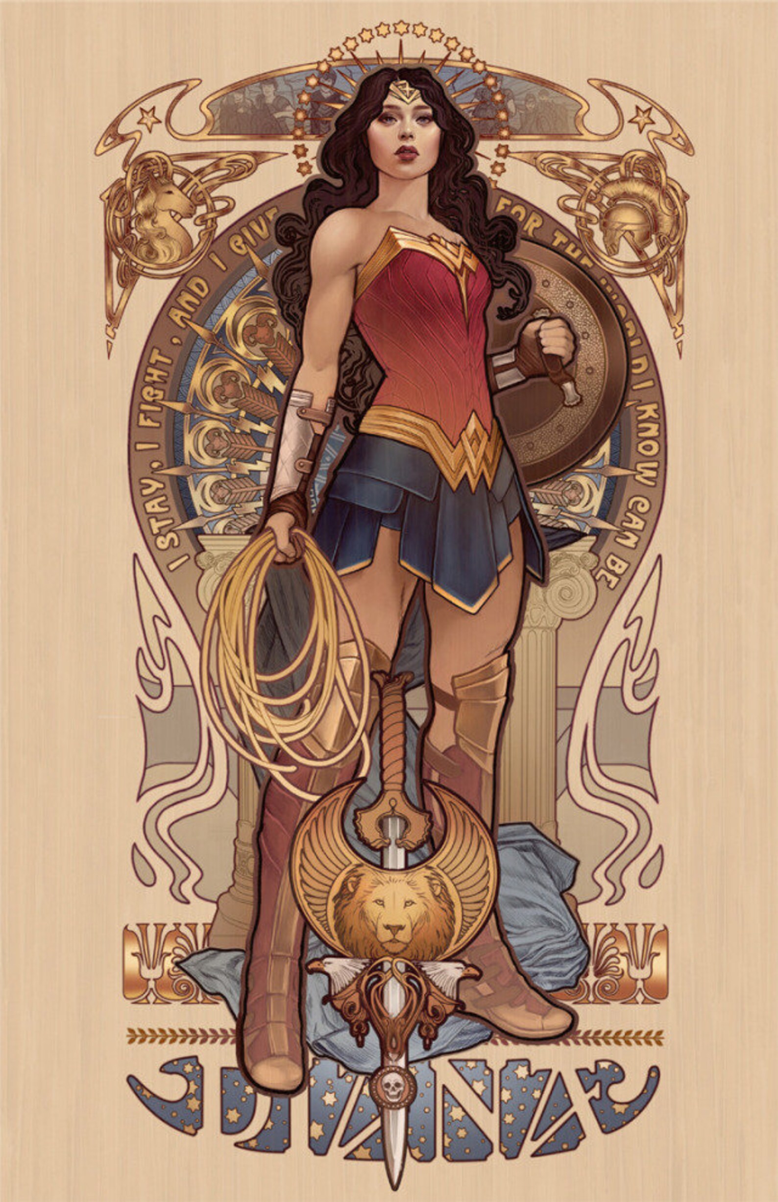 Art nouveau wonder woman poster | Etsy