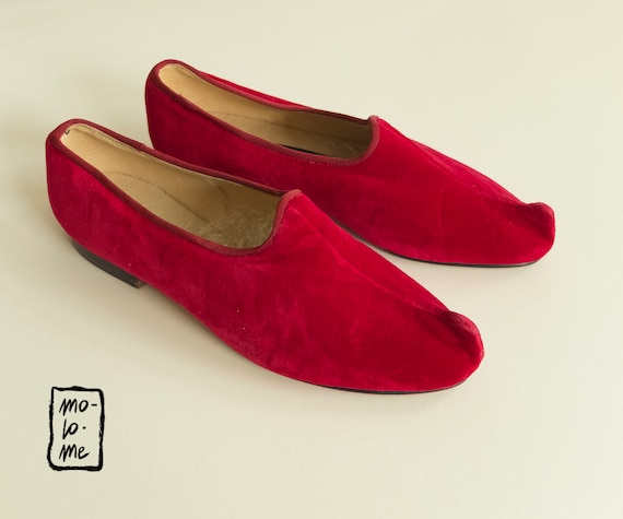 Johnny Moke Hand Made Red Velvet Dragon Shoes