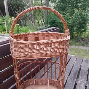 twee verdiepingen rieten mand / rieten picknickmand / rieten plank / nachtkastje / rustieke boho shebby stijl
