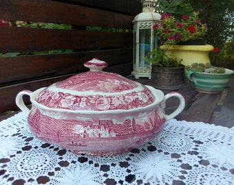 English antique tureen/England Palissy/Vintage  soup tureen/large soup tureen/legs soup tureen/porcelain soup tureen/farmhouse/shabby tureen