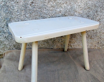Rustikale Holzbank /Hocker im Vintage-Look/Hocker im rustikalen Stil/Boho Hocker/Boho Bank/Hocker im rustikalen Stil