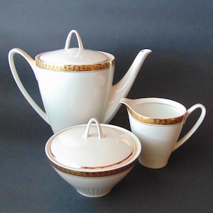 Retro White Coffee Set/porcelain EPIAG/ retro coffee pot/milk pot/sugar pot/mid-century porcelain/df epiag czeshoslovakia/vintage coffee set