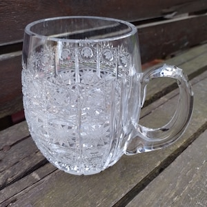 Tazza grande in cristallo, utensili in cristallo, boccale da birra, boccale da succhi, tazza da limonata, cristallo di Boemia, cristallo al piombo