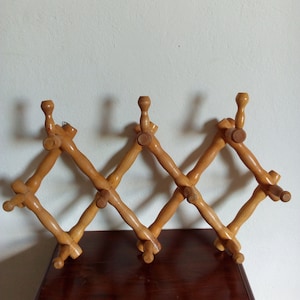 Wooden vintage coat rack with hooks/ Wall Wooden Coat Rack /Rustic and Handmade