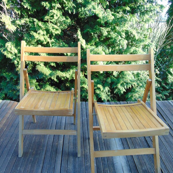 Mid Century Chair/ Rustic Chair /Retro  Chair / Chair '70s/ 1 of 4 retro wood  Chair/folding wooden chair