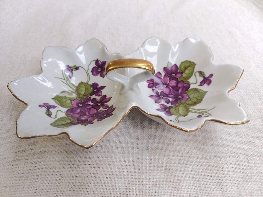 Vintage Serving Plate With Handle Made of Porcelain/ /floral Pattern