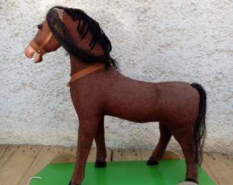 Primitive Wood Toy Vintage/ Pull Toy Horse/ Wooden Toy /horse/60s/Vintage Wooden Horse on Wheels