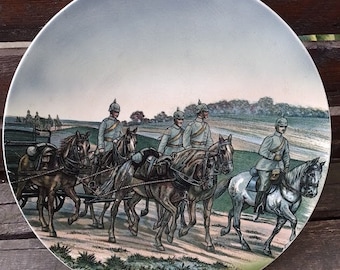Piatto da parete Villeroy & Boch /cavalleria WWI/ Porcellana militare Villeroy Boch/ Villeroy Boch / Porcellana antica Villeroy Boch/