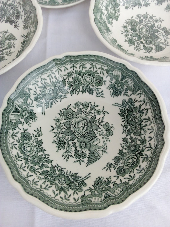 Vintage Villeroy & Boch Fasan Green Earthenware Bowls with