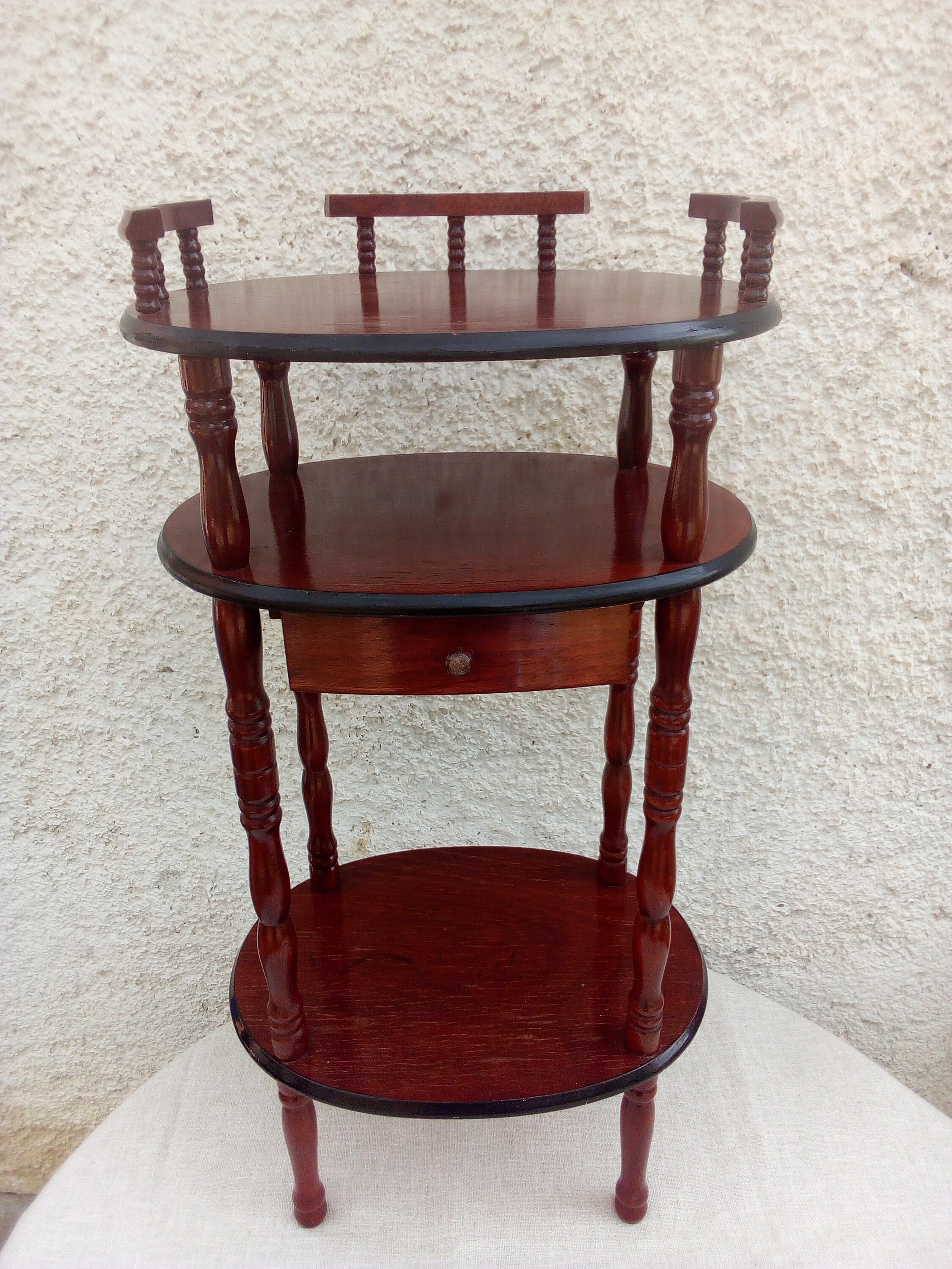 Vintage Wooden Etageren/retro Table With Shelves/vintage Wooden Phone ...