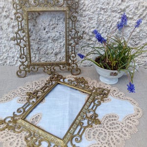 Vintage Ornate Brass Picture Frame 22x19 cm | Baroque Style Photo Frame | Rococo Home Decor | Antique Metal Table Frame
