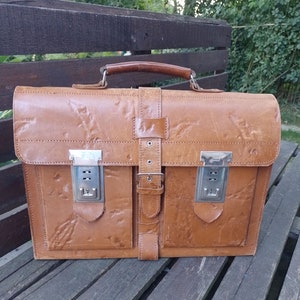 Porte-documents marron d'affaires / porte-documents rétro / porte-documents en cuir vintage / porte-documents élégant