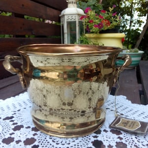 Large brass  planter/ handle planter/vintage planter/retro planter/ brass  planter/60s/handmade planter