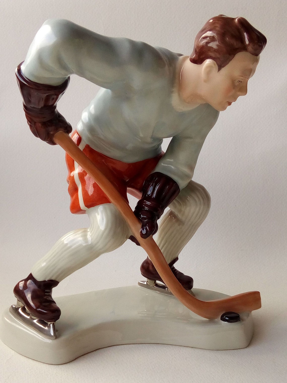 Hockey Player Royal Dux/ Bohemia/ 19401949/ Porcelain Etsy