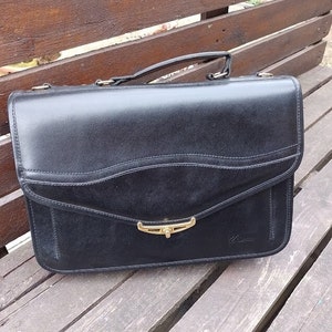 Cartella business nera / Cartella per carte / Cartella in pelle / Elegante valigetta