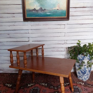 Mid Century Table/ Vintage Telephone Table/rustic table/End Table/ Two Tier Step Up Table/ Vintage side table/ Rare furniture/retro Table