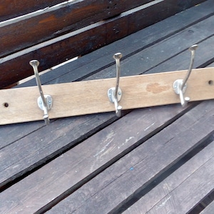Wooden vintage coat rack with hooks/ Wall Wooden Coat Rack /Vintage Cast  Hooks/Rustic/Handmade/kitchen hooks/bathroom hooks / hallway hooks